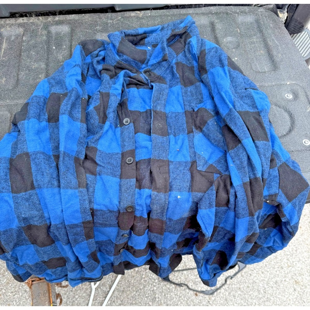 Trail Crest Men's 4XL Flannel Shirt Blue‎ Black Buffalo Plaid Button Up Outdoors